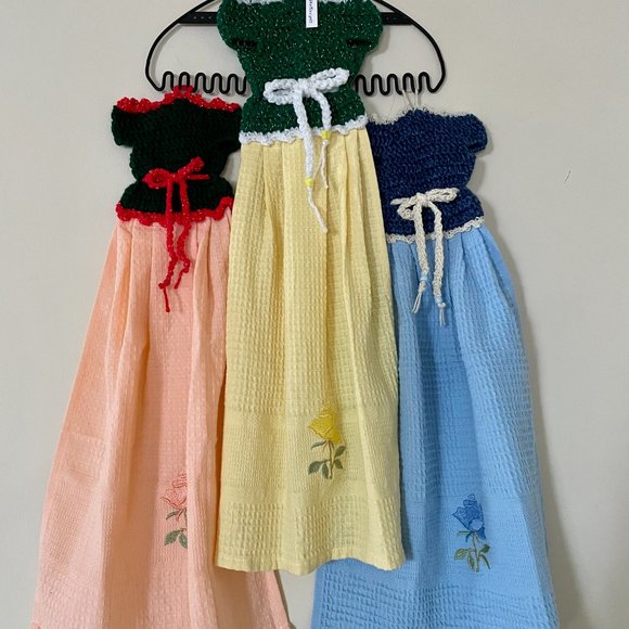 Dress Shape Dish Towel, Crochet Tea Towel Set, Crochet Cute Gift Set - Picture 2 of 16